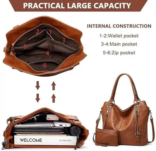 PU Leather Tote Bag Set