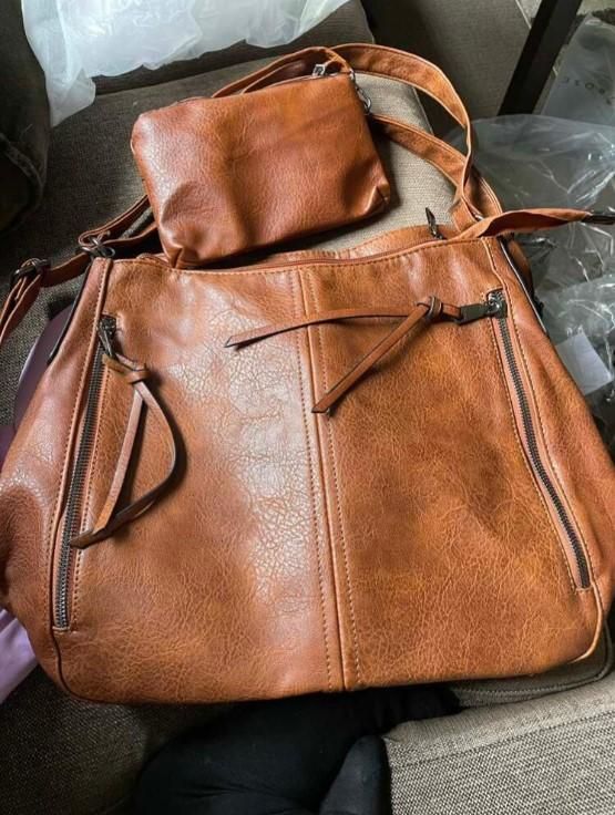 PU Leather Tote Bag Set