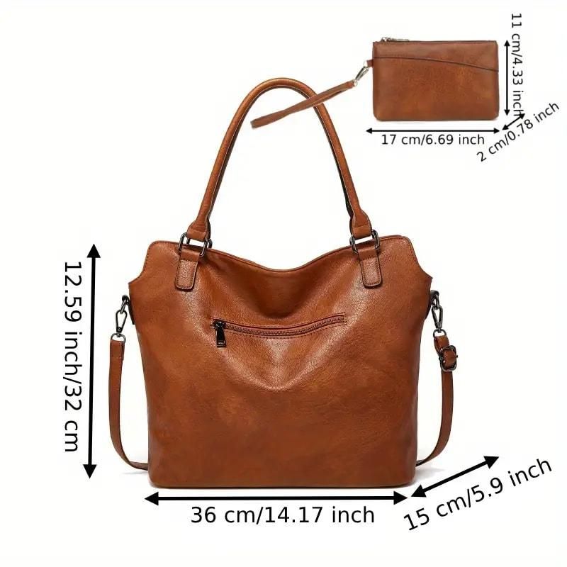PU Leather Tote Bag Set