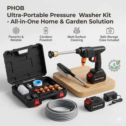PHOB Cordless Portable Pressure Washer Kit – High Pressure Car & Home Cleaning Gun