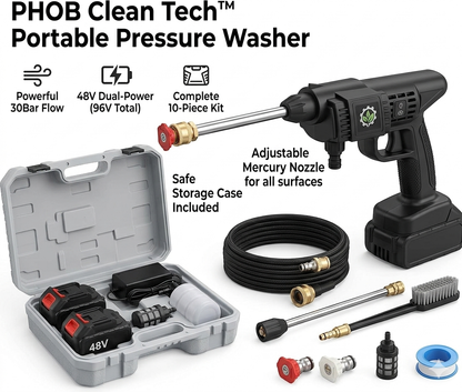 PHOB Cordless Portable Pressure Washer Kit – High Pressure Car & Home Cleaning Gun